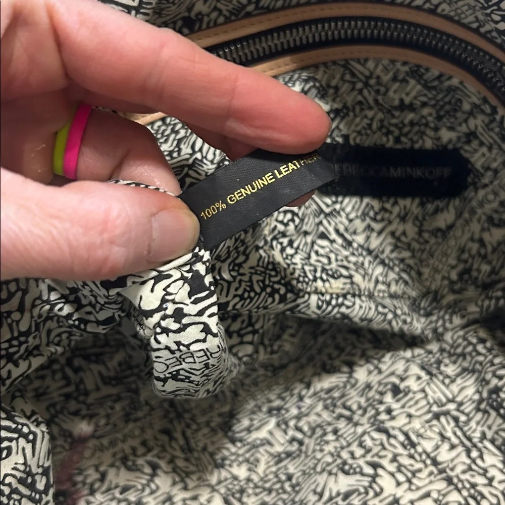 Rebecca Minkoff Jayden satchel nude color with green pull $395 MSRP
